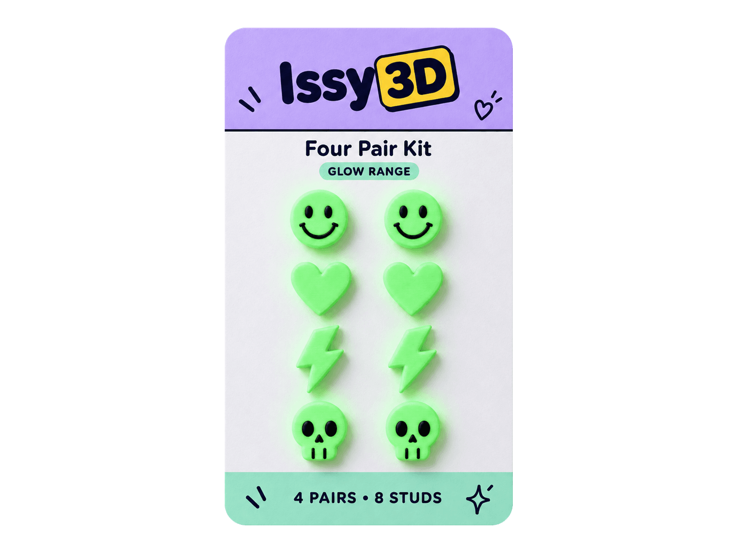 Glow Ear Studs — Four Pair Kit