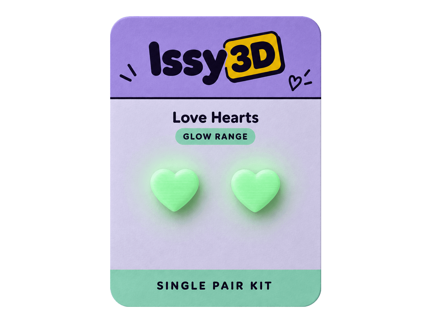Glow Love Hearts Ear Studs — Single Pair