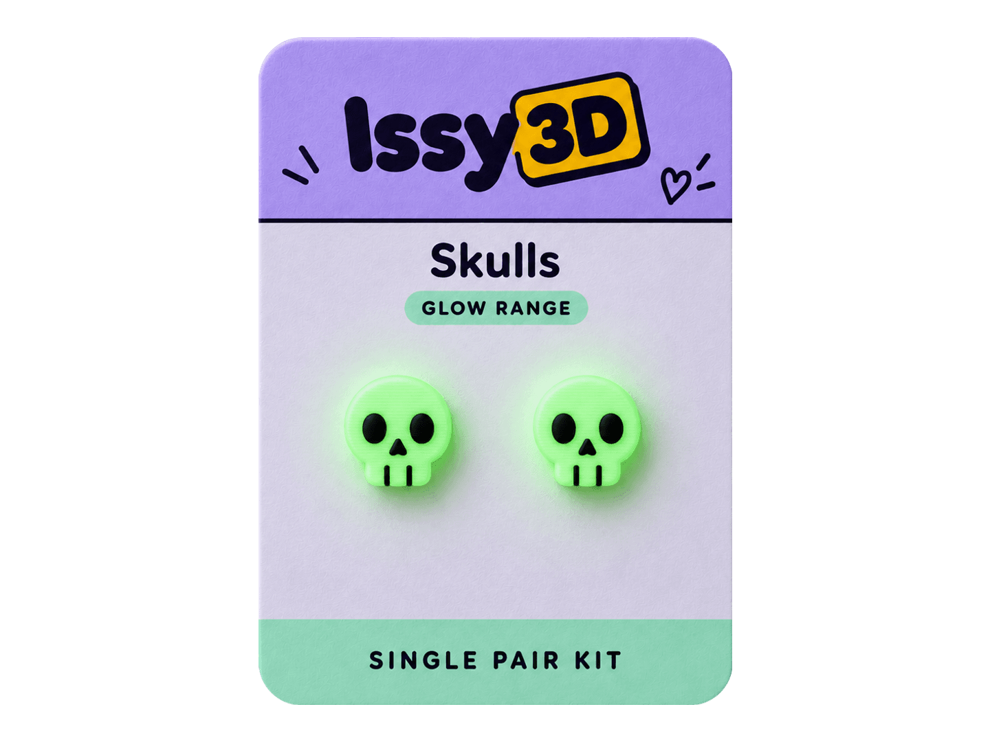 Glow Skulls Ear Studs — Single Pair