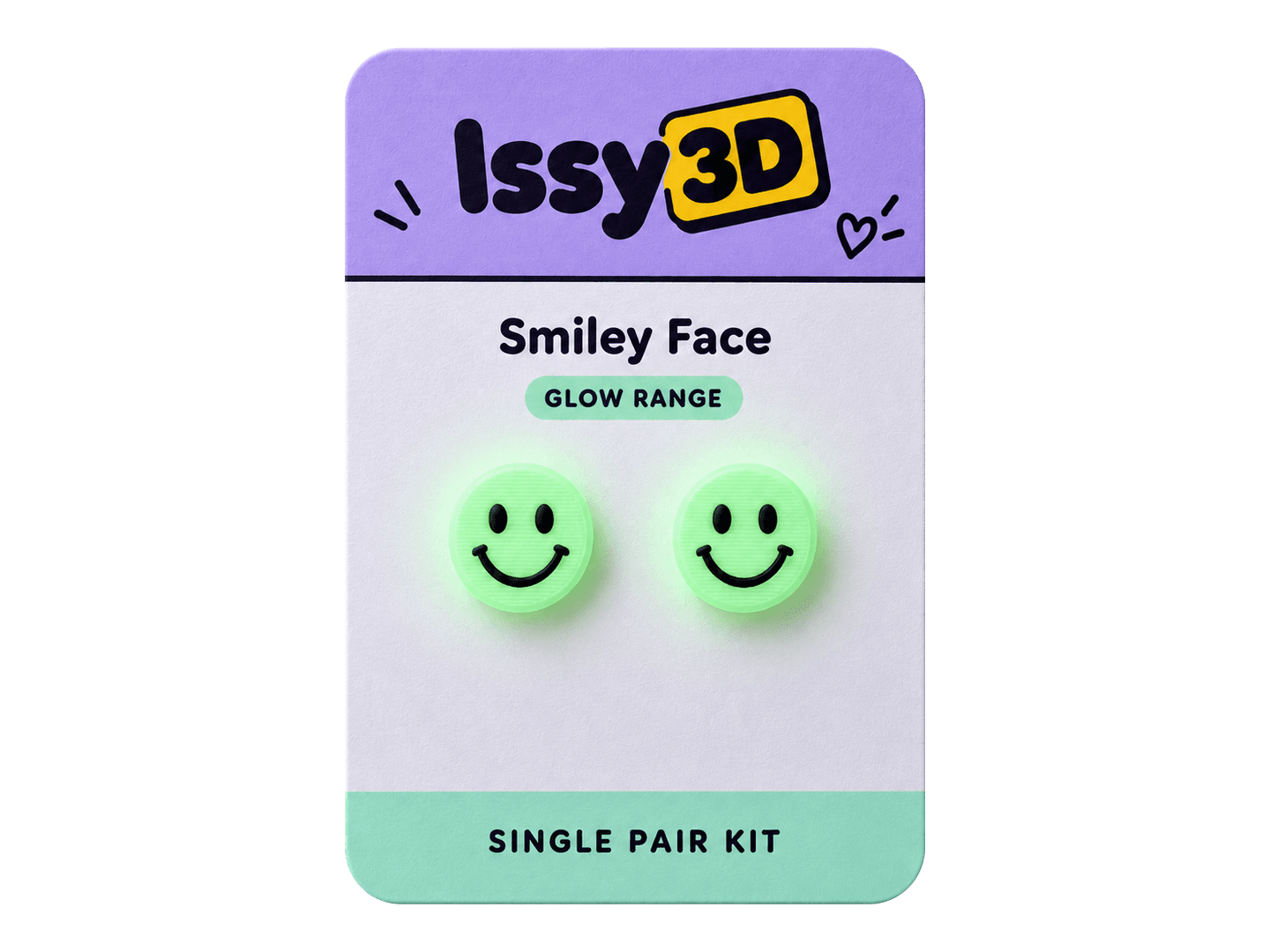 Glow Smiley Face Ear Studs — Single Pair