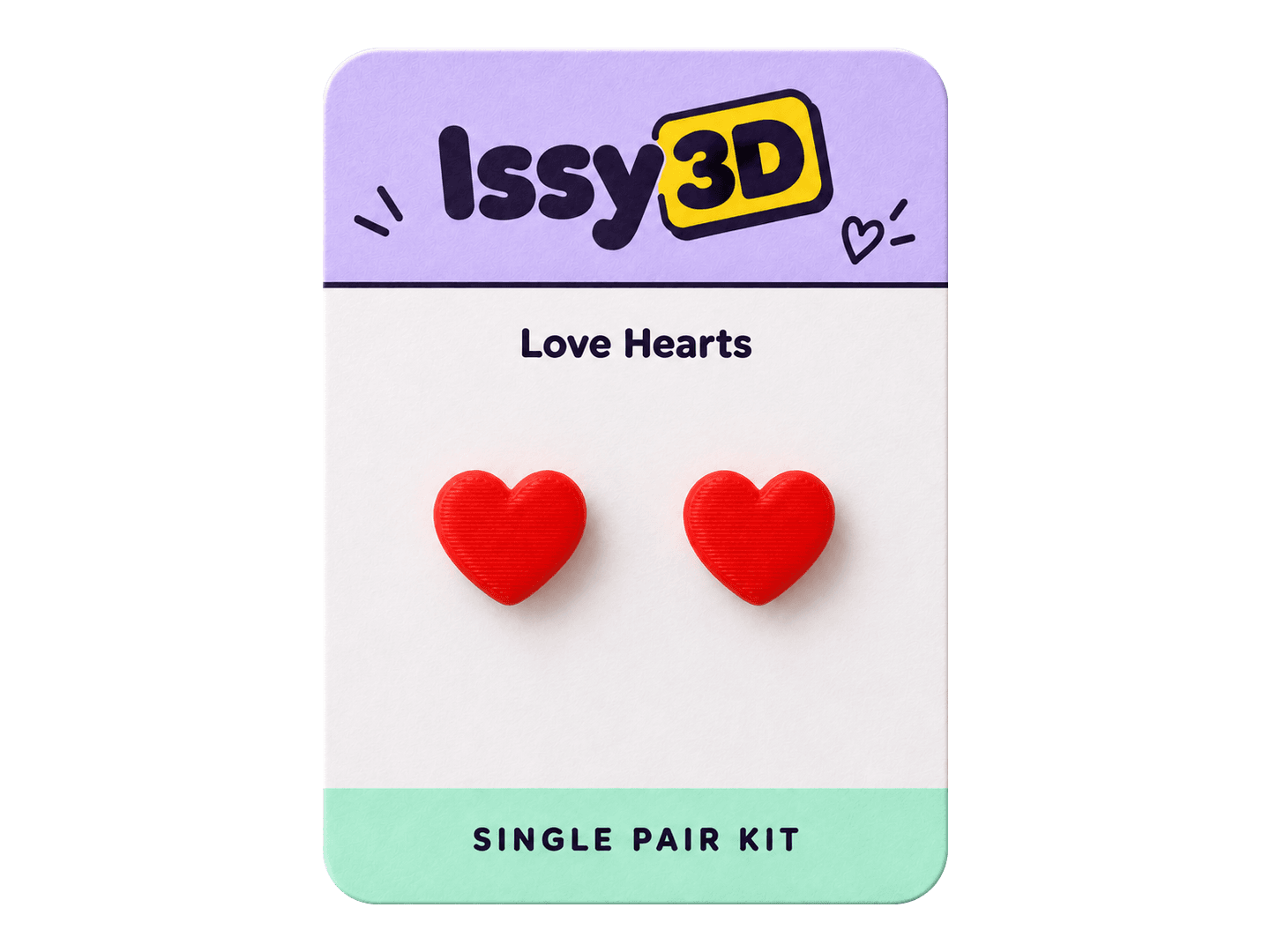 Love Hearts Ear Studs — Single Pair